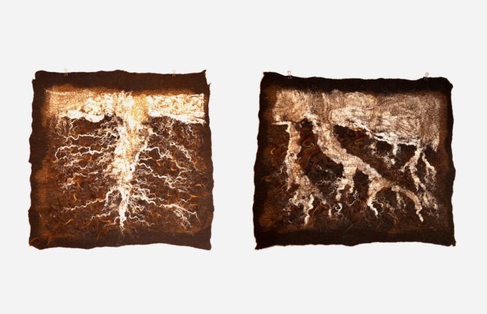 Wall Hanging "Roots", Art Object, Diptych