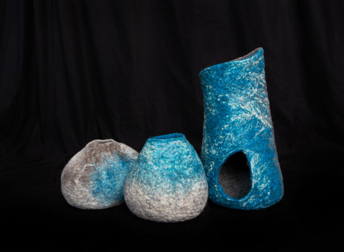Felted bowls turquoise